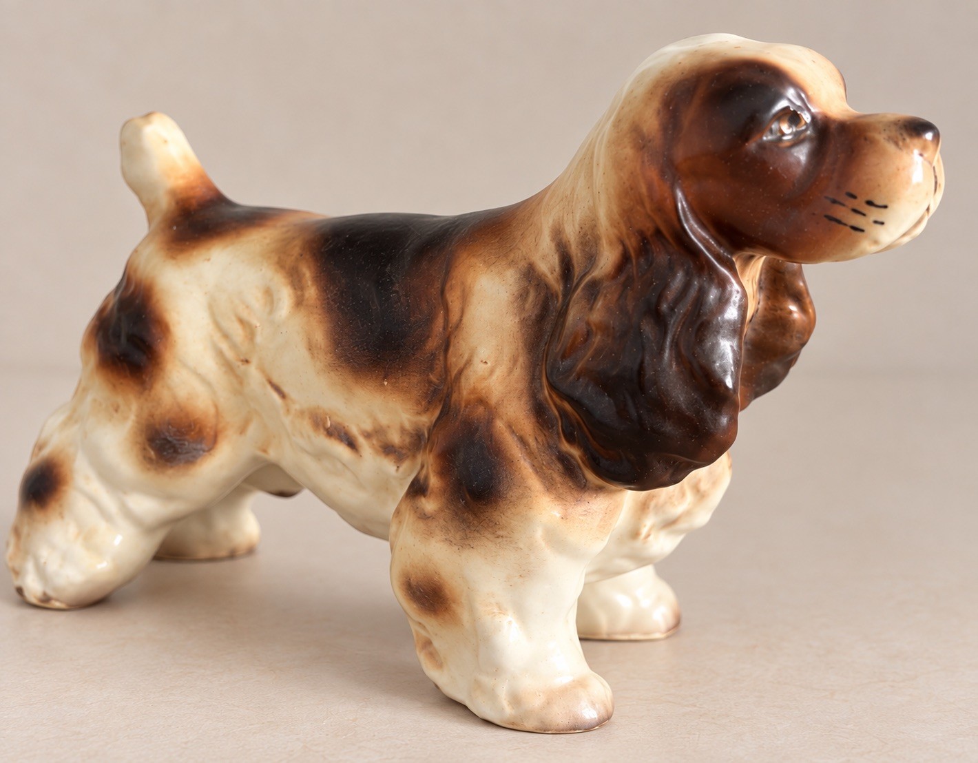 Vintage RELCO Japan Cocker Spaniel Dog Porcelain Figurine Brown Original Label