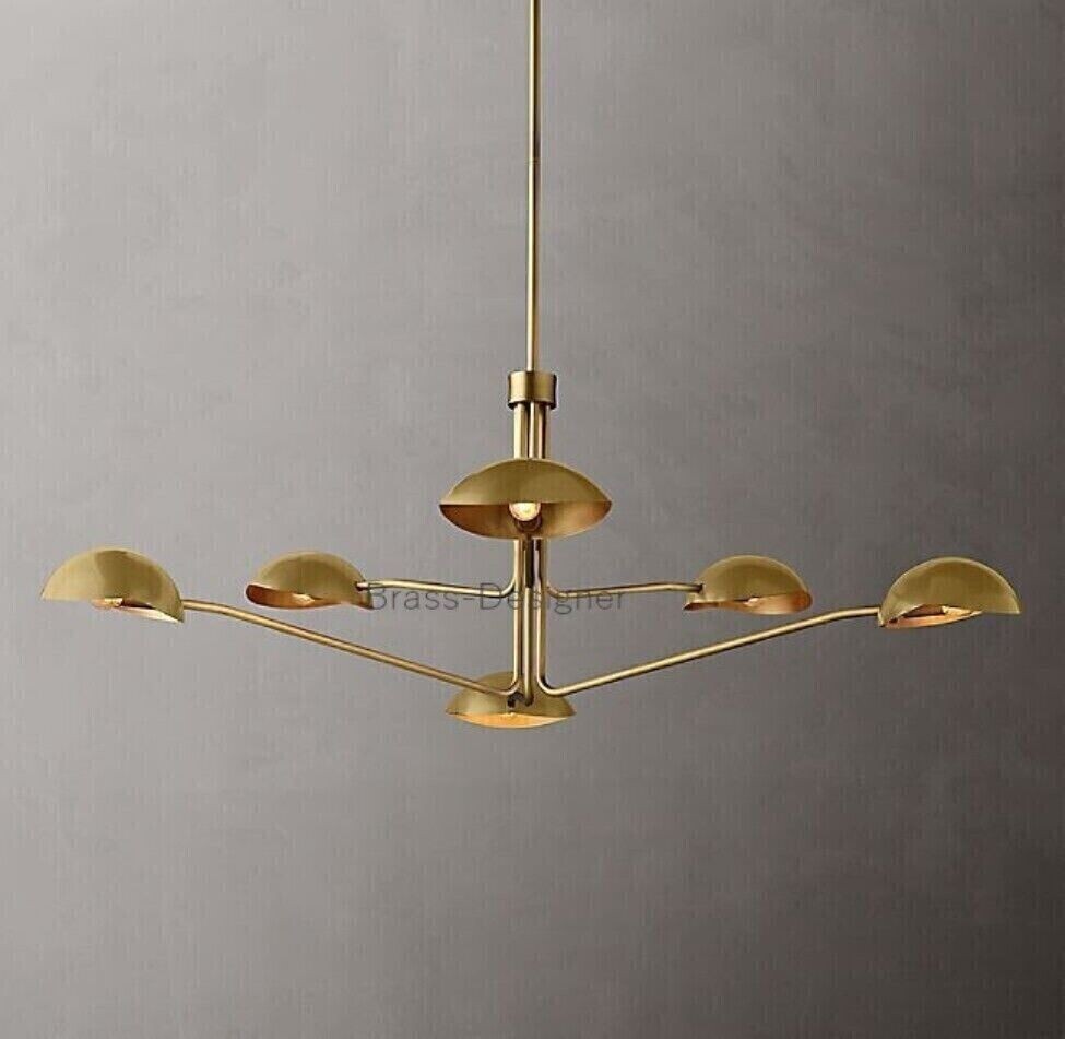 1950MidCentury Brass Black Orb Sputnik Italian Ceiling Stilnovo Chandelier 2Tier