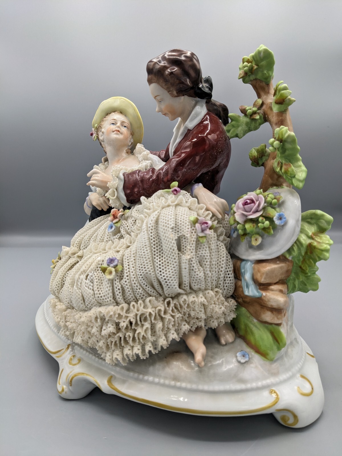 Vintage Dresden German Porcelain Lace Figurine In the Nature 9 Vintage Dresden German Porcelain Lace Figurine In the Nature 9
