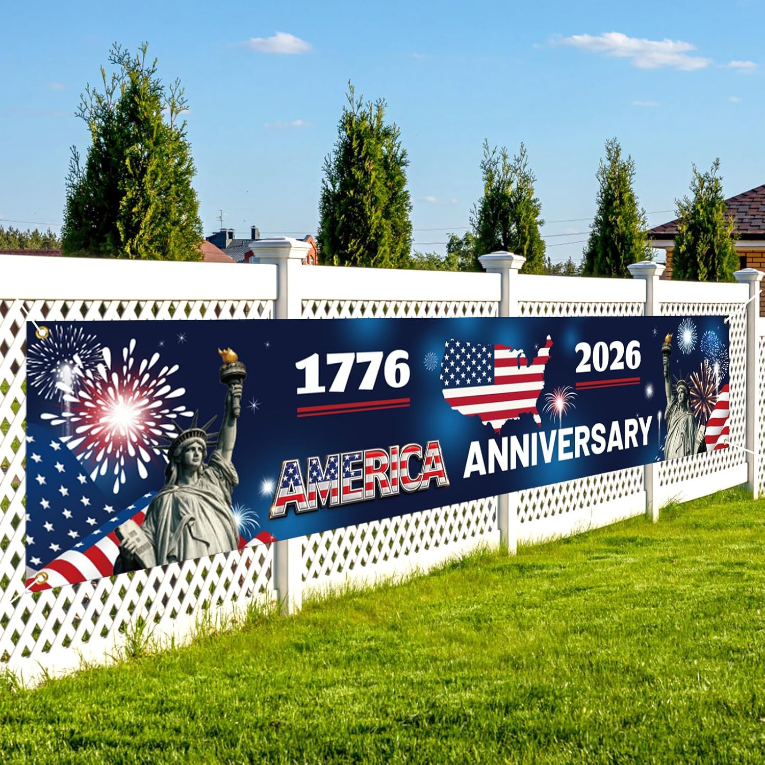 American 250Th Anniversary Banner, 300X60Cm/10X2Ft American Patriotic Flag USA 1