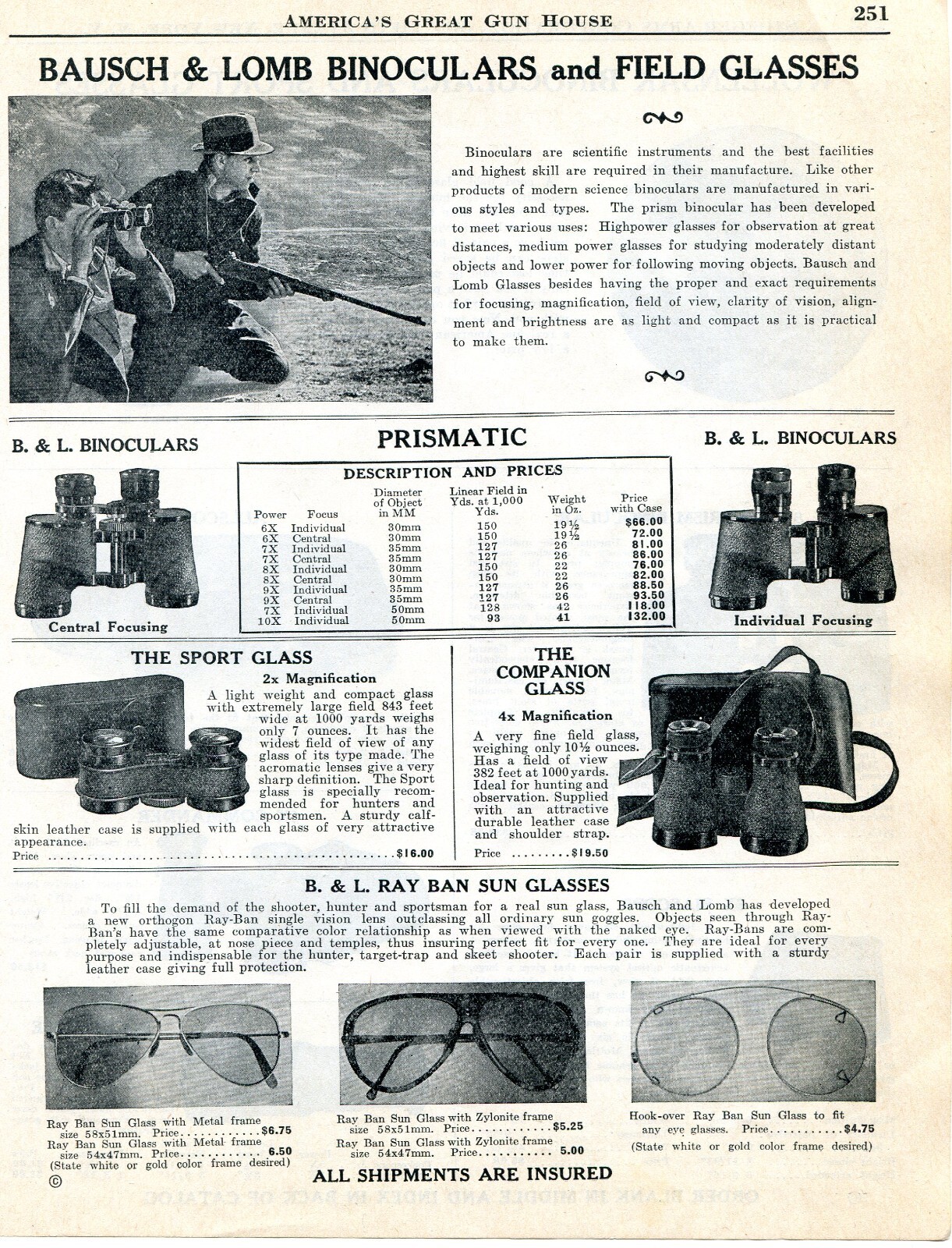 1939 Print Ad of Bausch & Lomb B&L Binoculars Prismatic & Ray Ban Sunglasses 1939 Print Ad of Bausch & Lomb B&L Binoculars Prismatic & Ray Ban Sunglasses