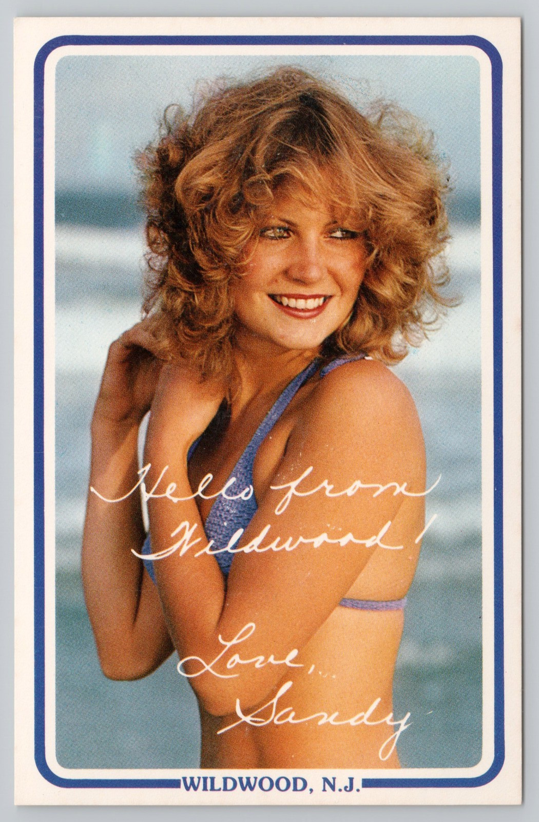 Postcard Sandy Beautiful Girl On Wildwood Beach New Jersey NJ