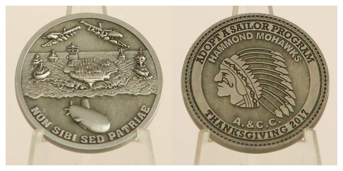 Adopt a Sailor Program Hammond Mohawks Thanksgiving 2017 Challenge Coin  4#D