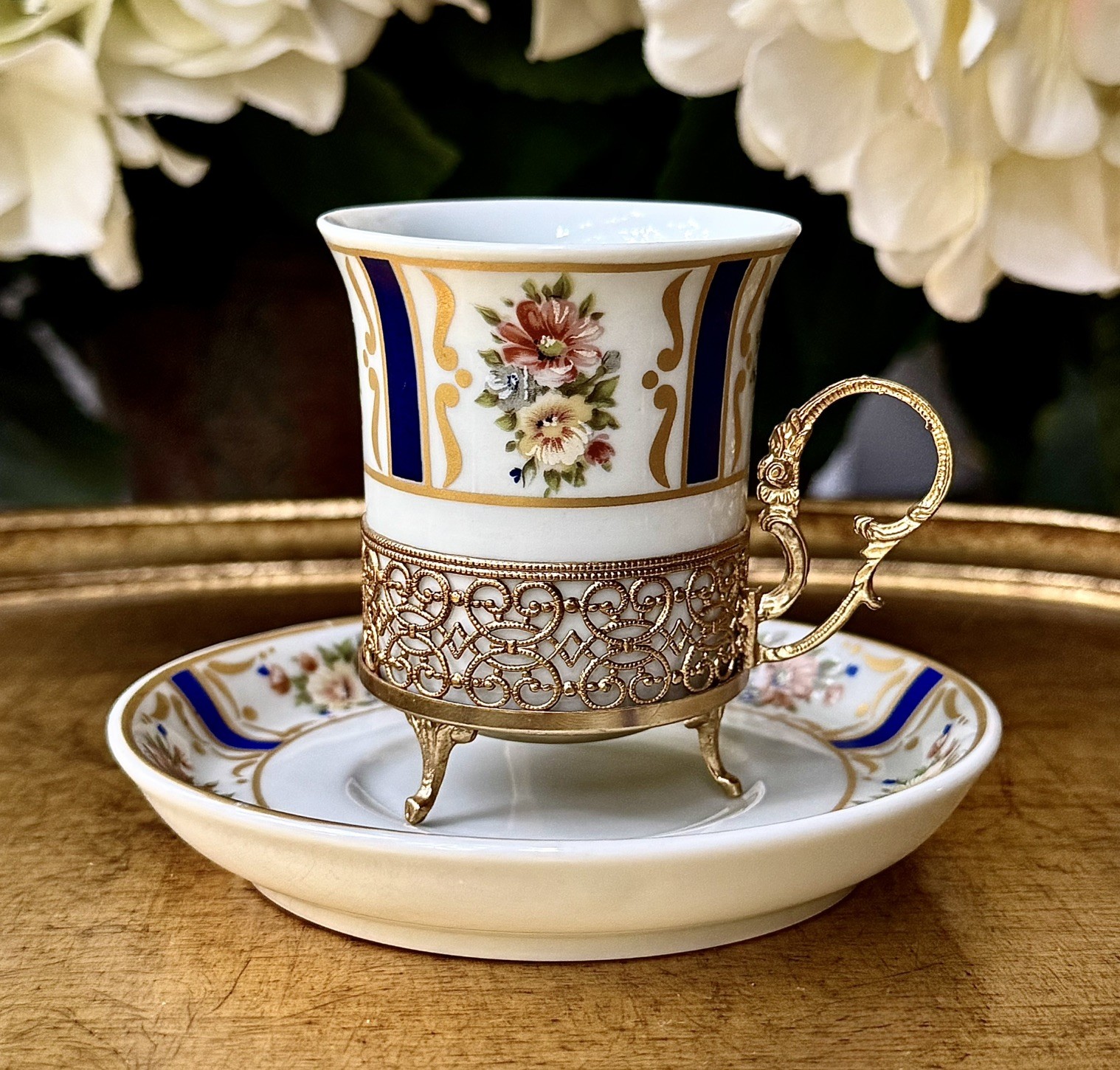 Demitasse Cup & Saucer ACF Artistiche Ceramiche Fiorentine Sevres Made In Italy