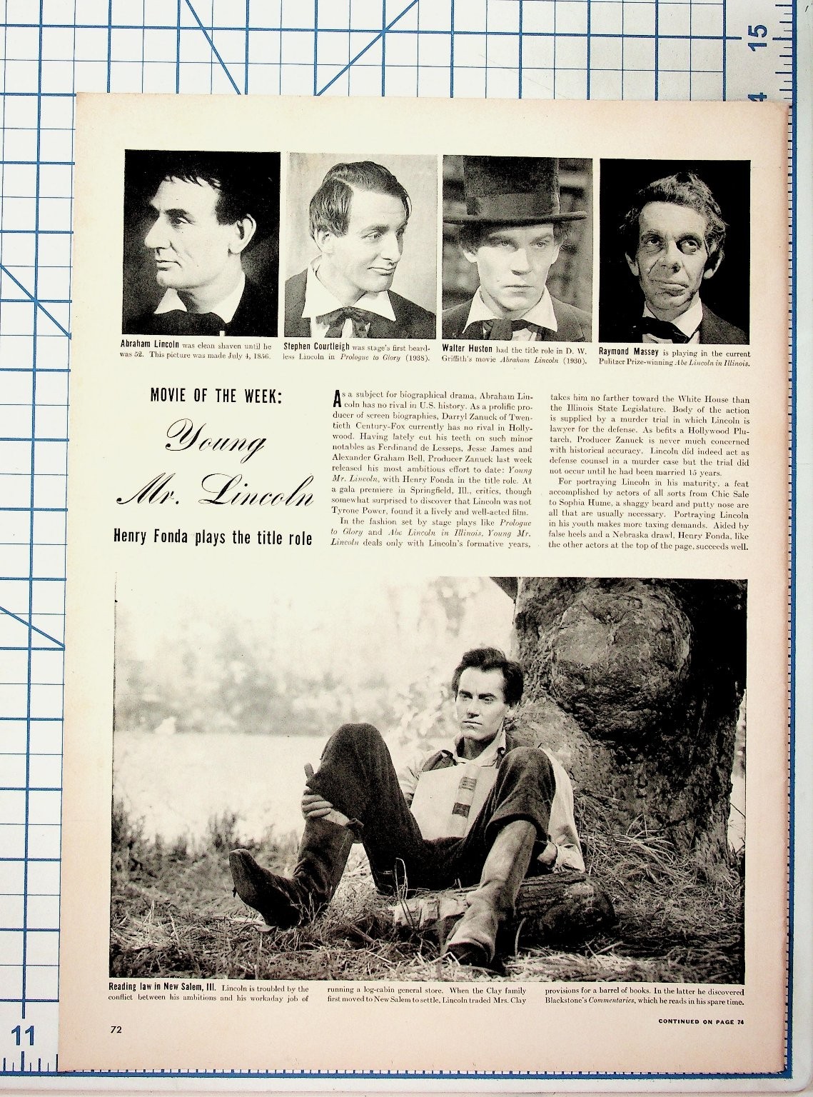 Young Mr. Lincoln Henry Fonda Magazine Article 1939 Film Ephemera Ads