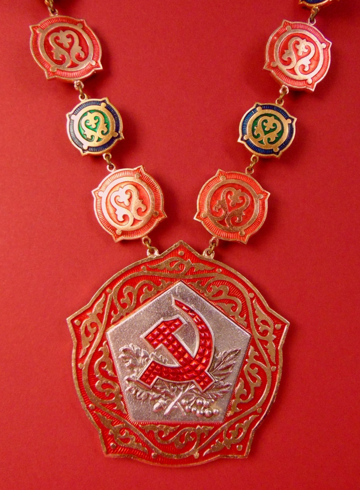 Soviet Wedding Official ZAGS Civic Status Registrar Office Chain & Badge 1980s