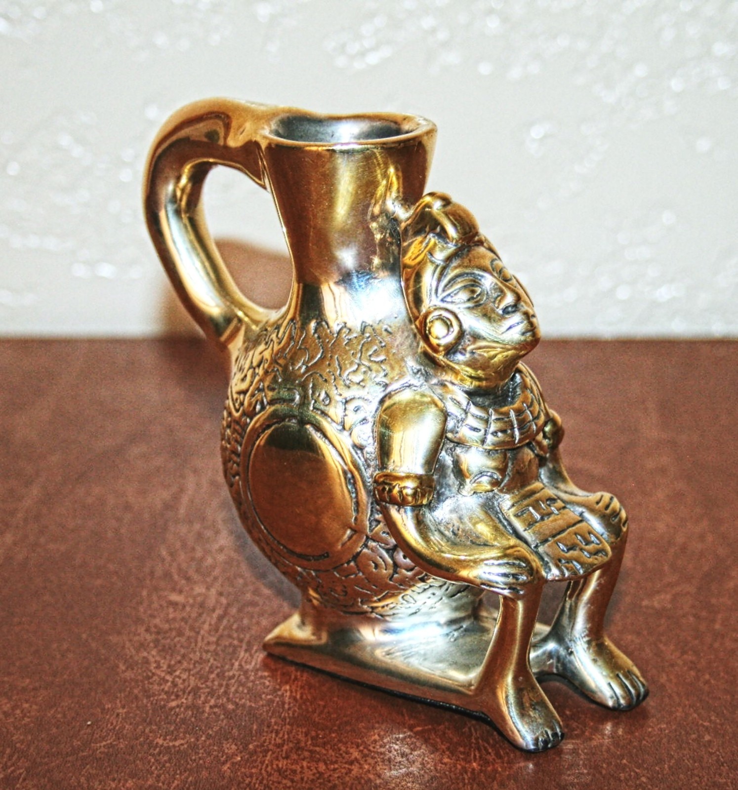 Toltec Silver Vessel – D’Argenta #410 – Silver Plated w/ Gold Accents