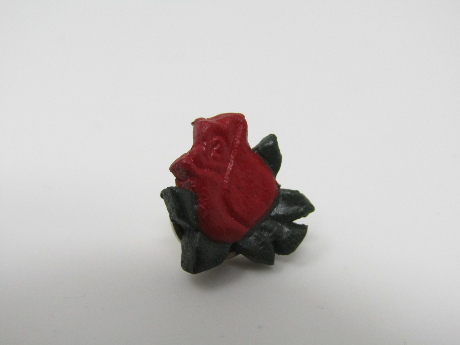 Vintage Red Rose Lapel Pin Brooch Painted Metal Flower Floral Jewelry Tack Pin