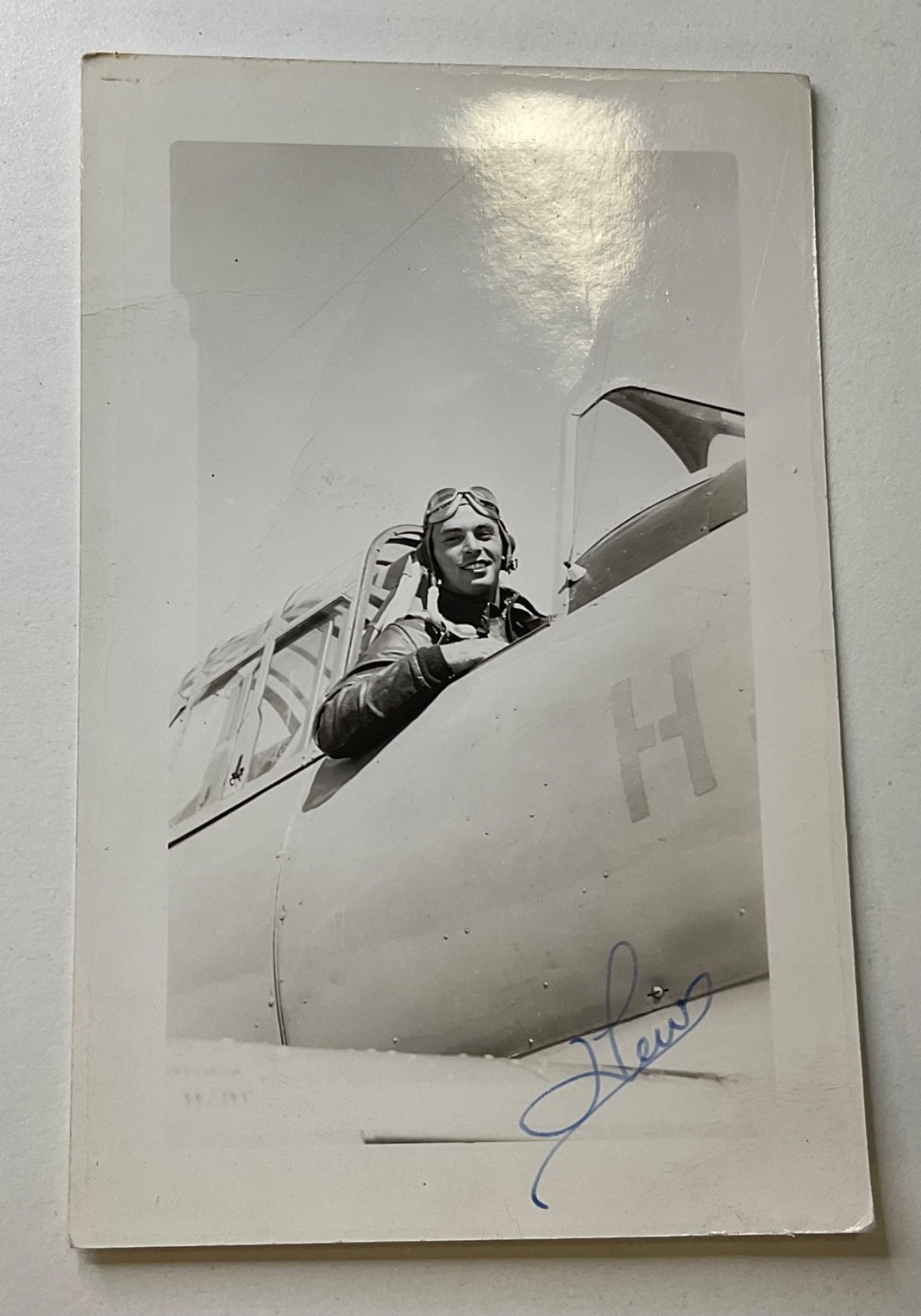 1943 WWII Pilot Lewis Starno Signed Photo Cockpit US Military Aviation 4x6