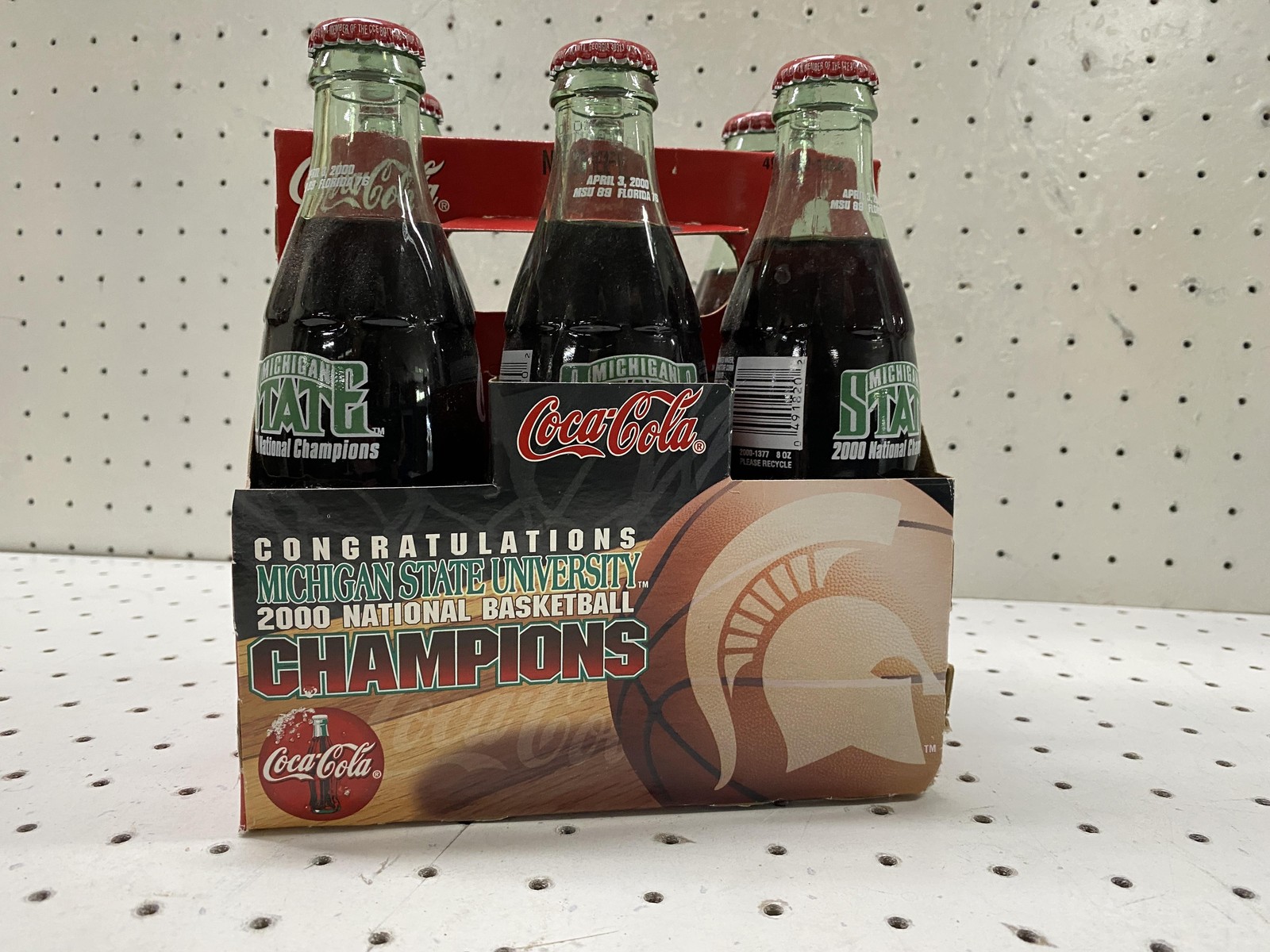 Vintage Coca-Cola Glass Bottles 6 Pack Michigan State 2000 Champions Red MSU