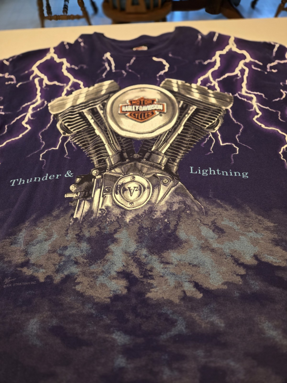 Men's Vintage Harley Davidson Purple Thunder & Lightning Stratman T-shirt  2XL