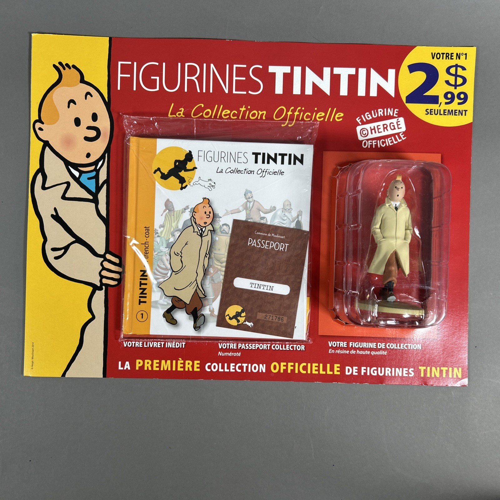 Original Tintin Figurine Hergé officielle # 1 Moulinsart on Original Display