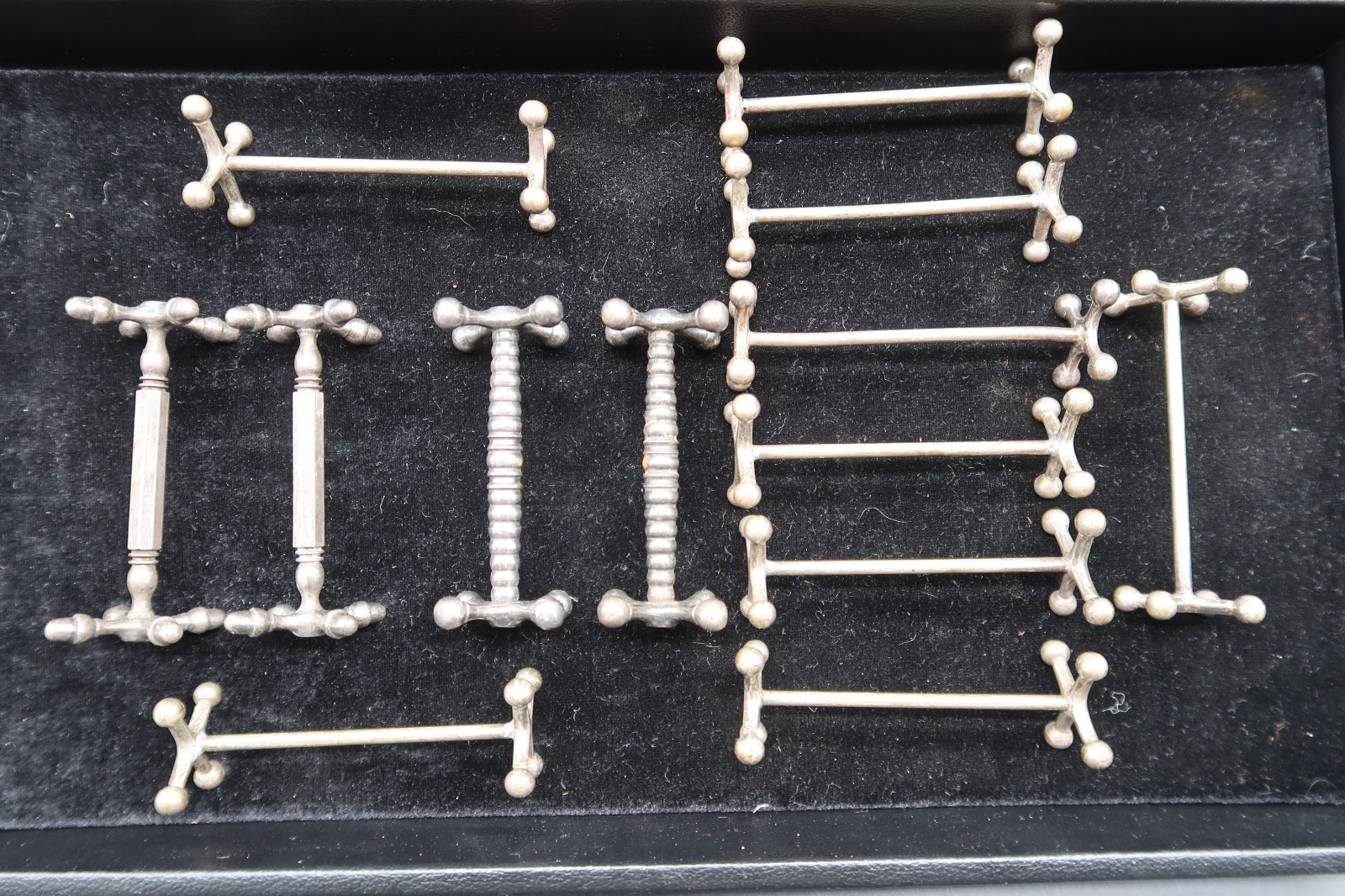Vtg Silver Plated Knife Rests Lot of 11 Art Deco Dumbbell Jack Cutlery Holder