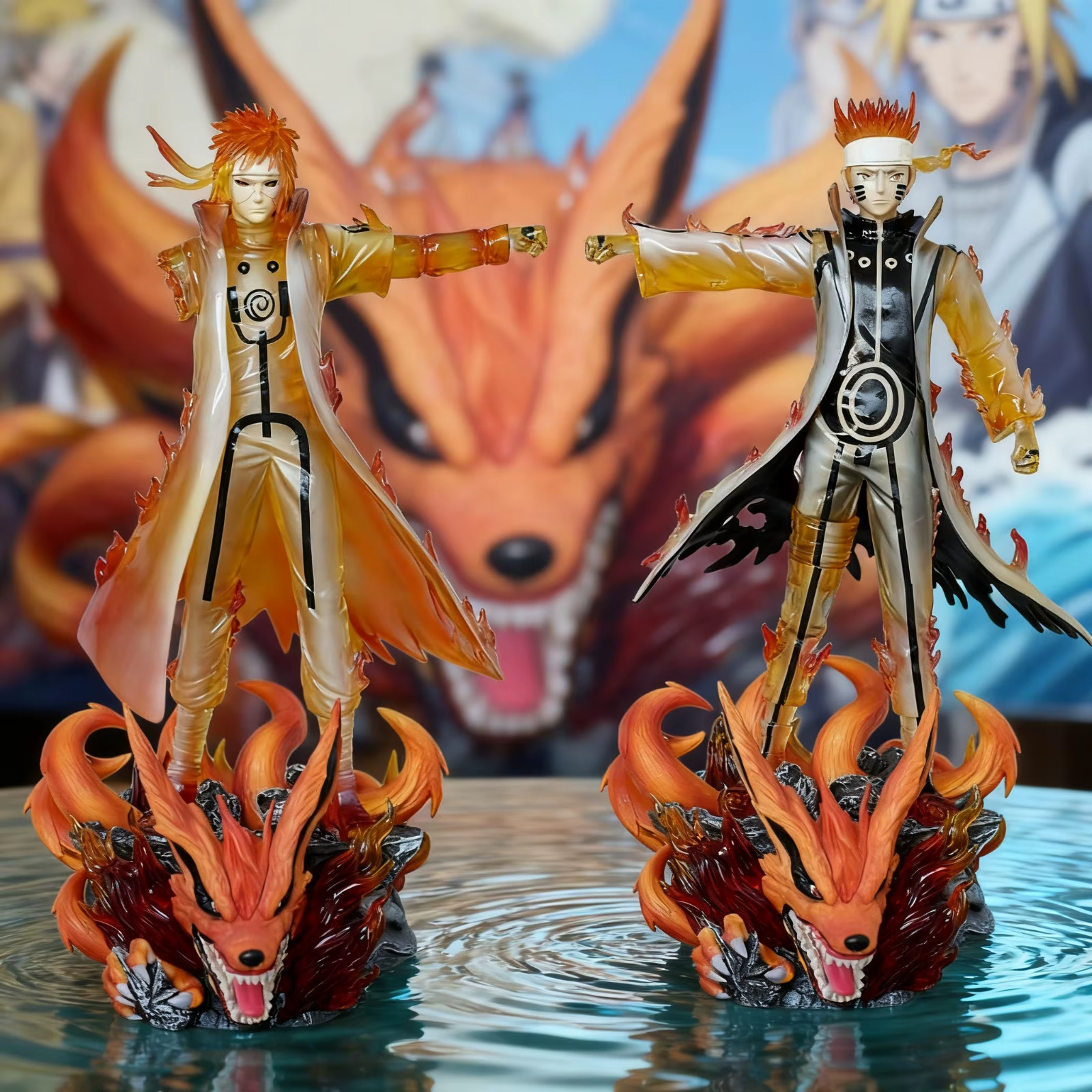 Naruto Shippuden 31cm Naruto & Minato Namikaze Kurama Mode Anime Figure
