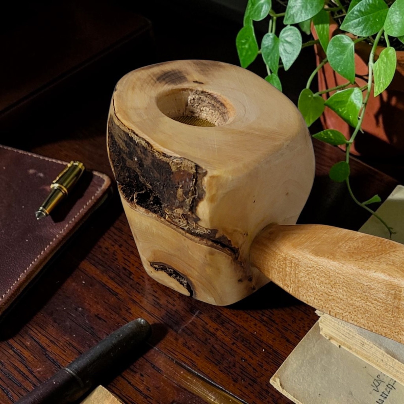 Wood Handcrafted Tobacco Stash Smoking Pipe WA State Cherry Wood  $3 Shipping