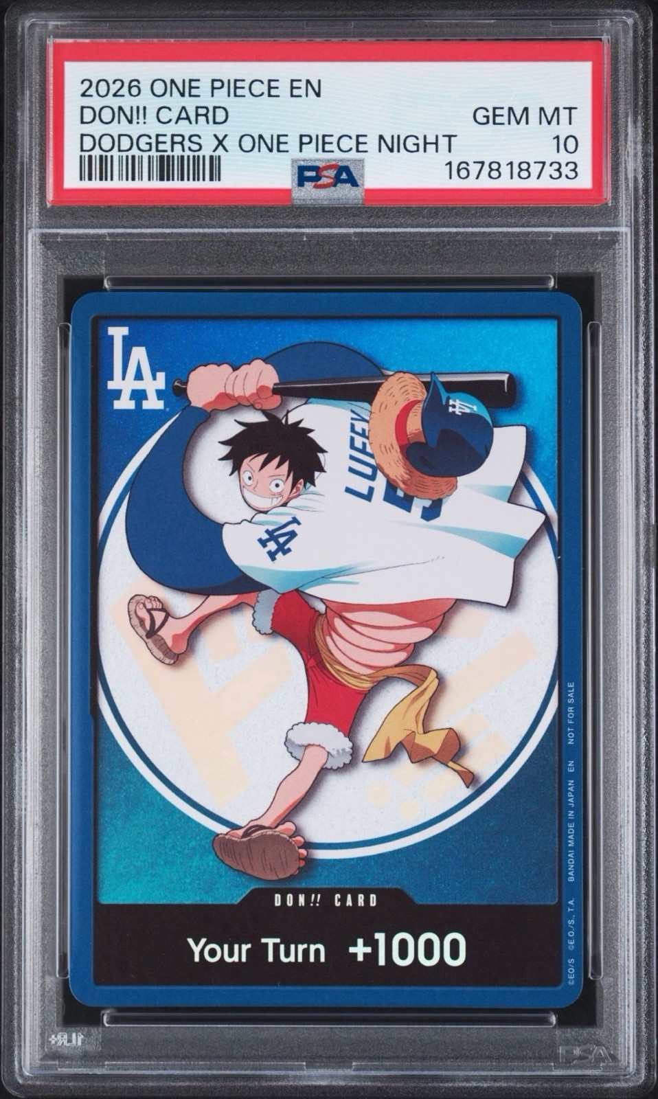Bandai One Piece JCC DON Card Monkey D. Luffy +1000 EN PSA 10 2026