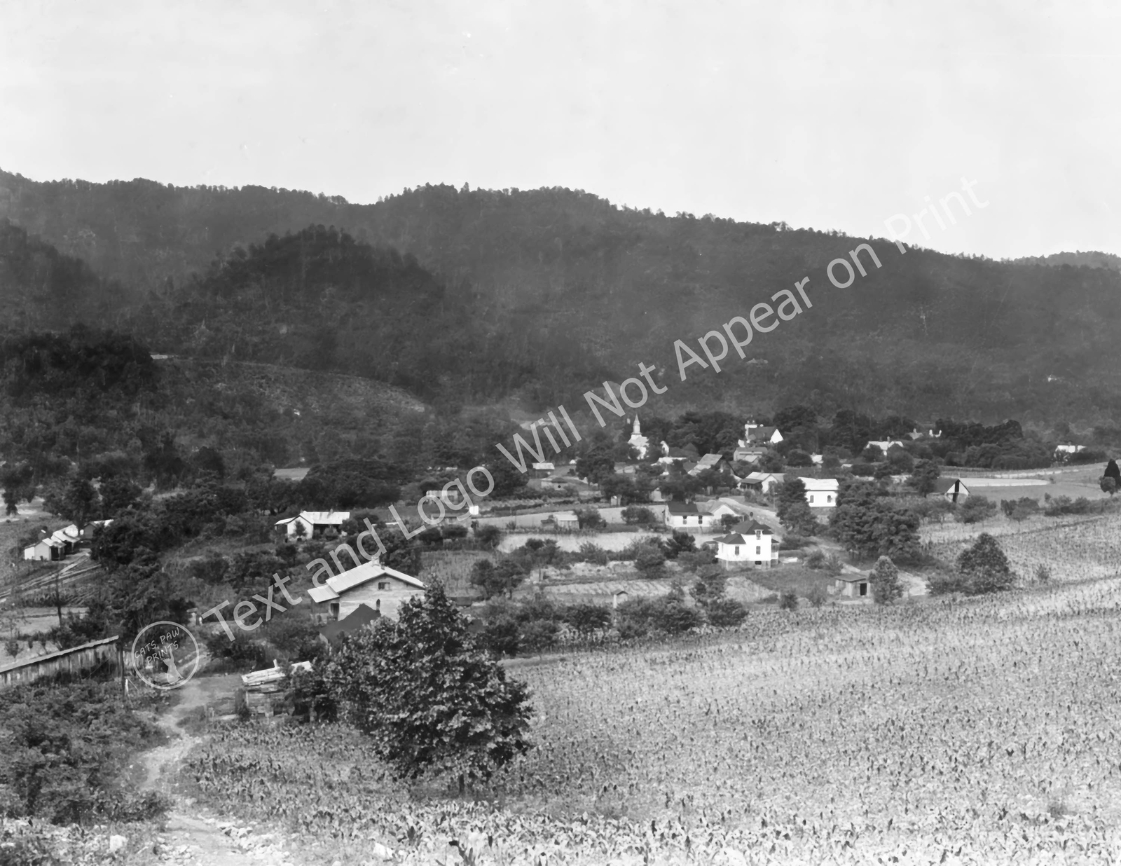 1923 Aerial View of Hot Springs, North Carolina Vintage Old Photo Reprint