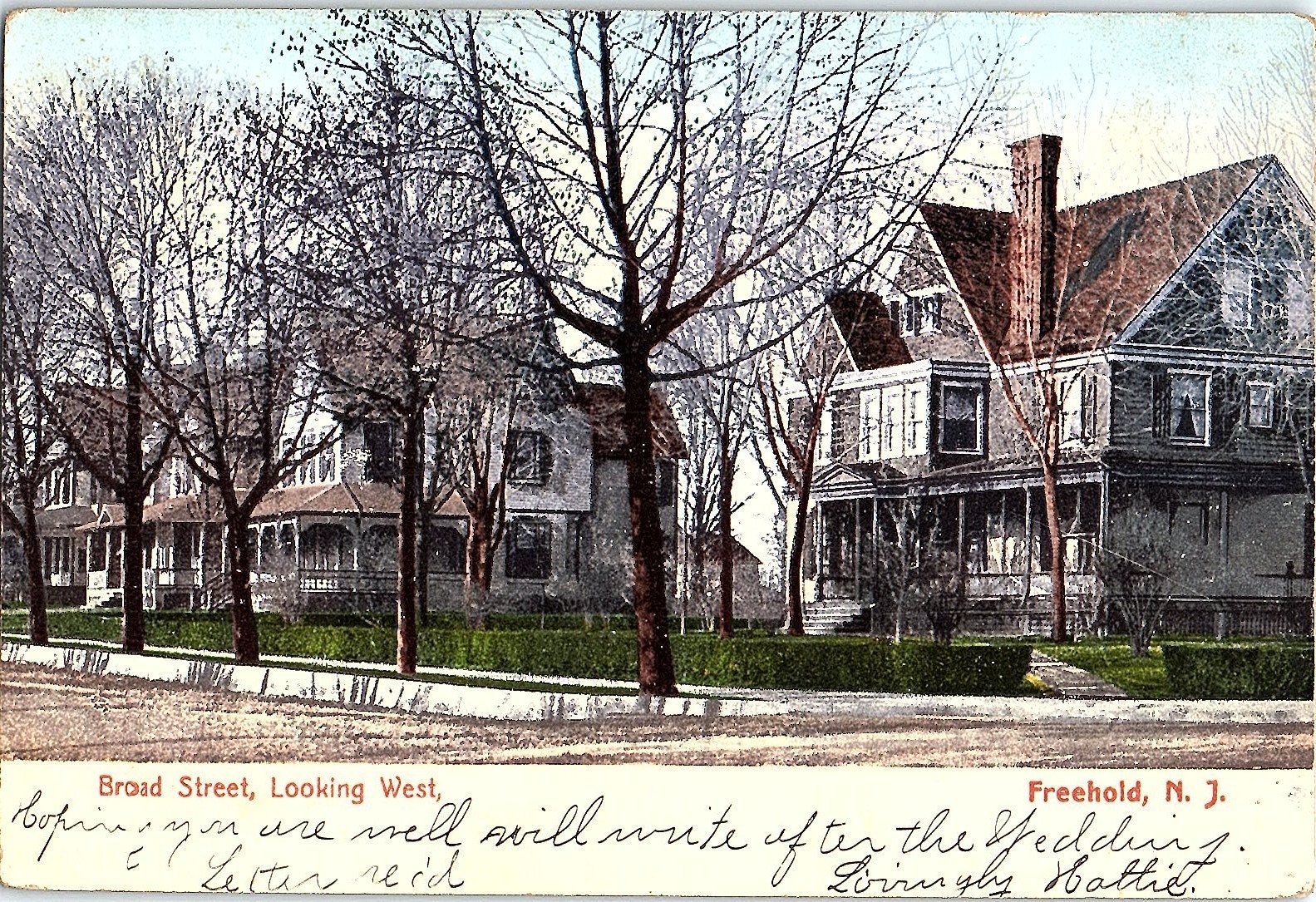 Vintage Postcard 1901-1907 Broad Street, looking west, Freehold, New Jersey
