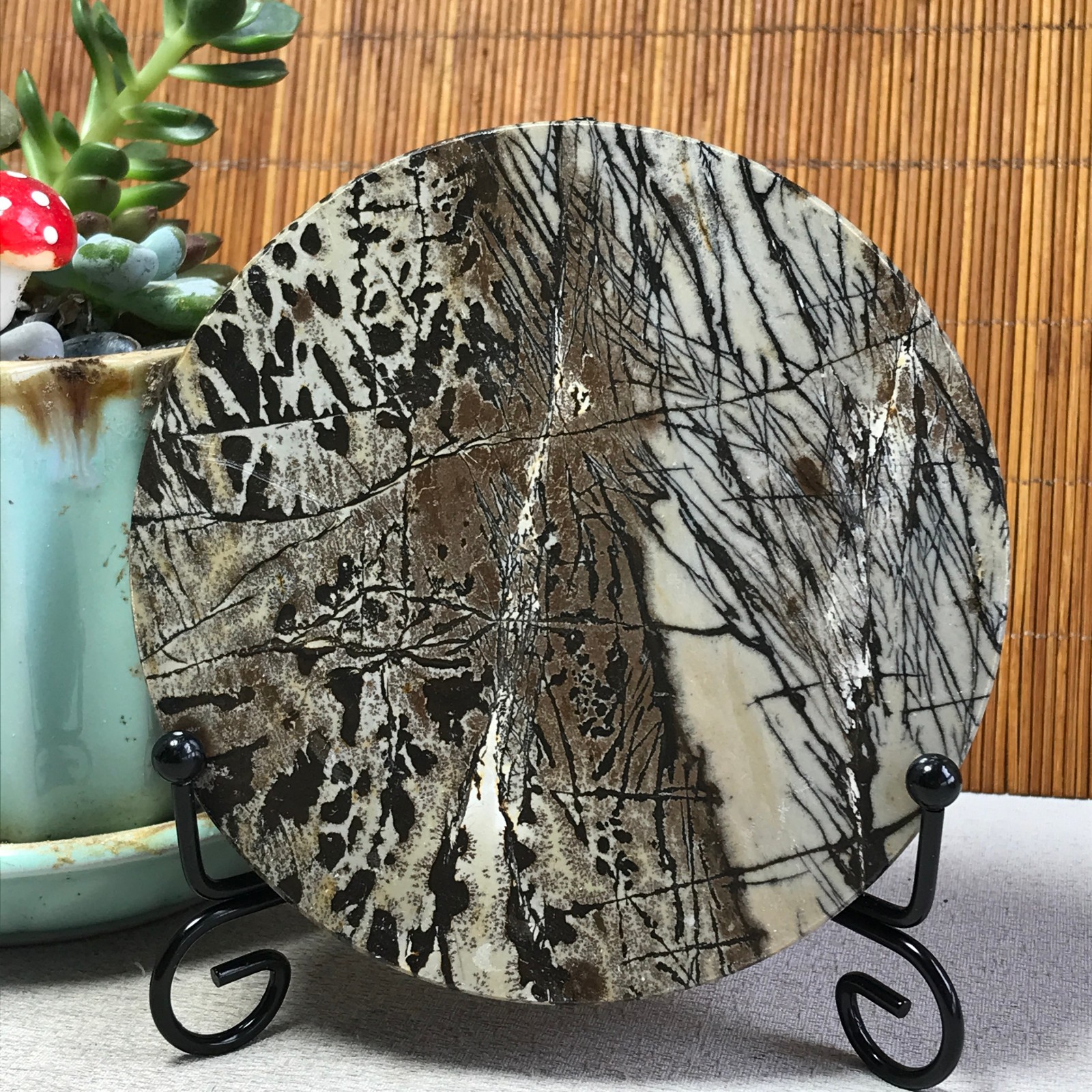 99mm Natural Chinese painting stone crystal ornaments for home decoration A6392