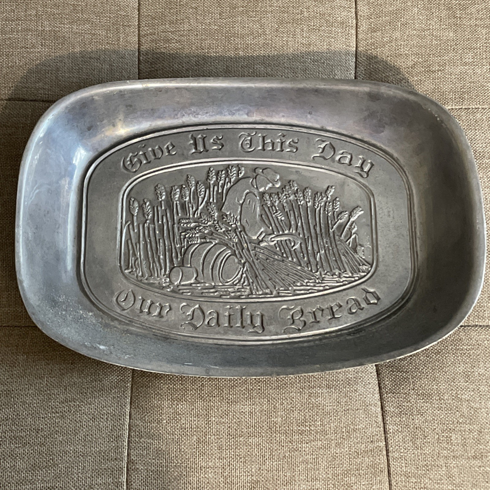 Pewter Bread Tray - Duratale by Leonard - Give Us This Day Our Daily Bread Pewter Bread Tray - Duratale by Leonard - Give Us This Day Our Daily Bread