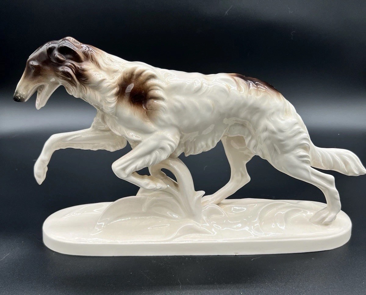 Vintage Hertwig Katzhütte Porcelain Borzoi Russian Wolfhound Dog Figurine
