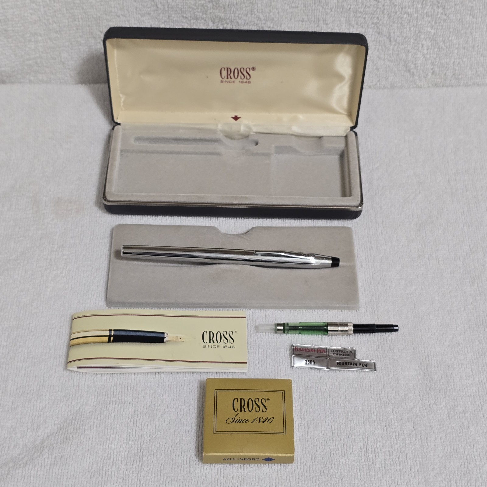 VTG Cross Classic Century Lustrous Chrome Fountain Pen 3506 Box Set Converter