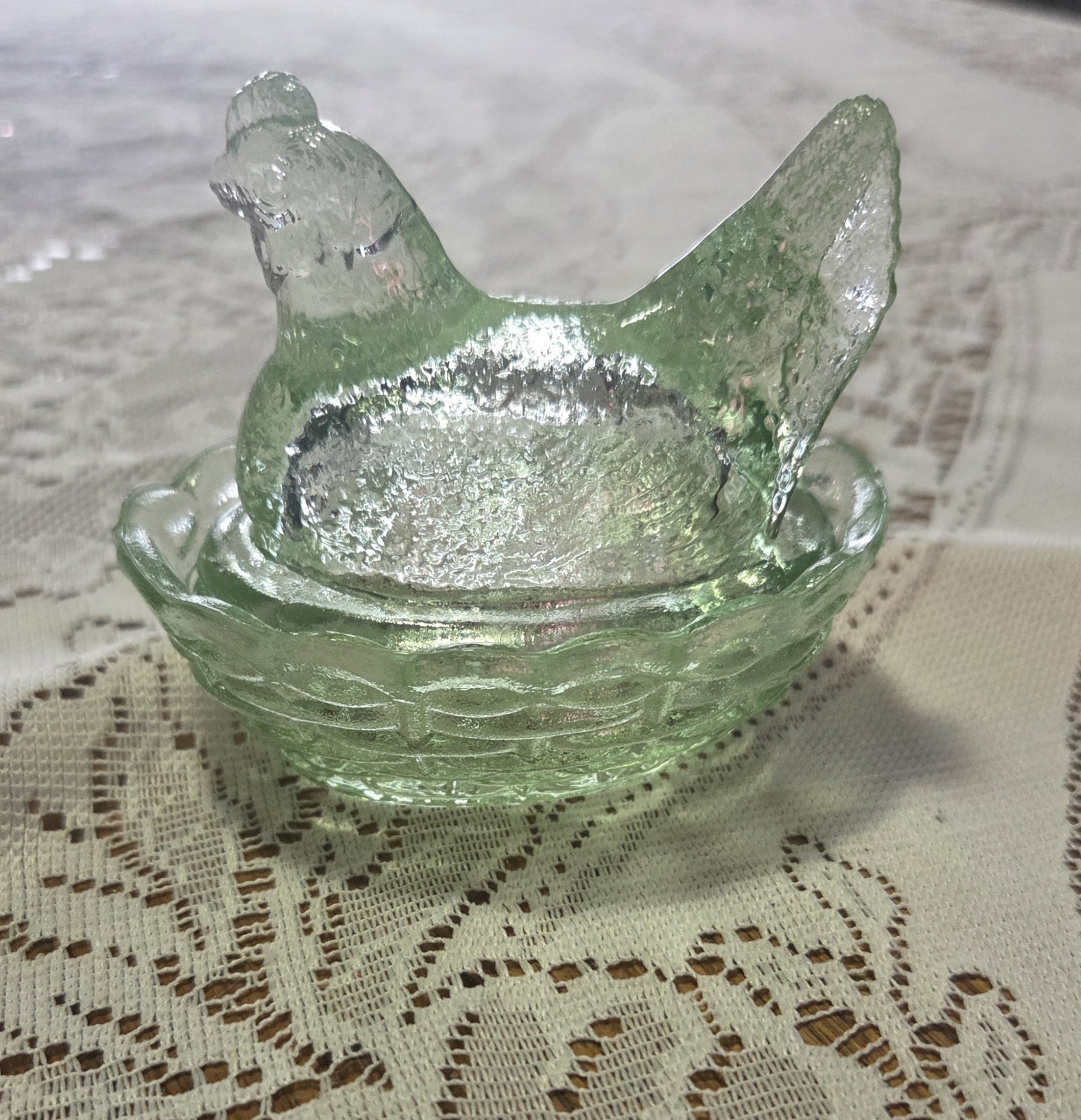  Key Lime  Covered Hen~ Wilkerson Glass~Westmoreland ~3.5\