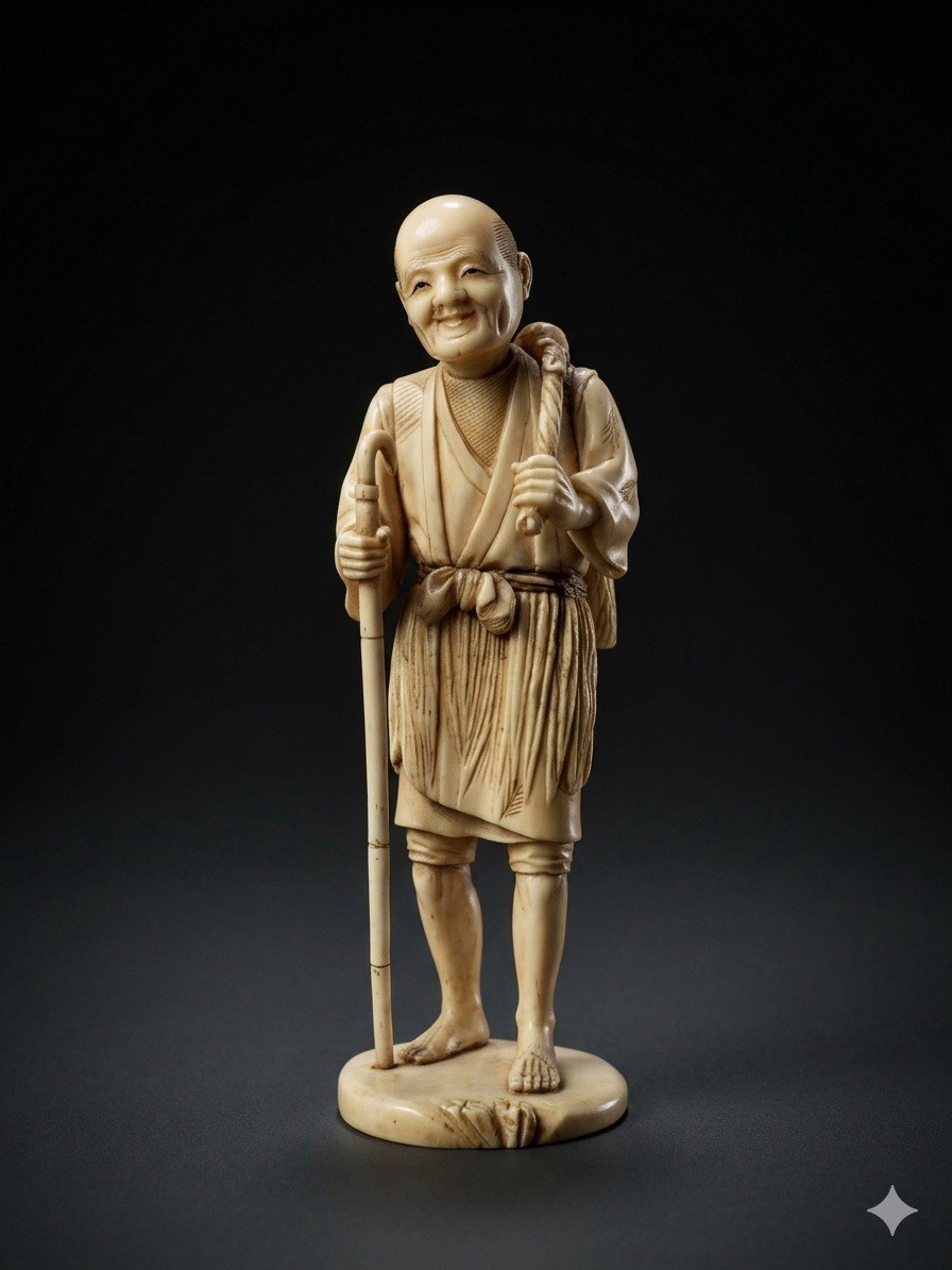 19th Century Japanese Okimono Figurine Museum Quality 14 Cm Hand Made 19th Century Japanese Okimono Figurine Museum Quality 14 Cm Hand Made