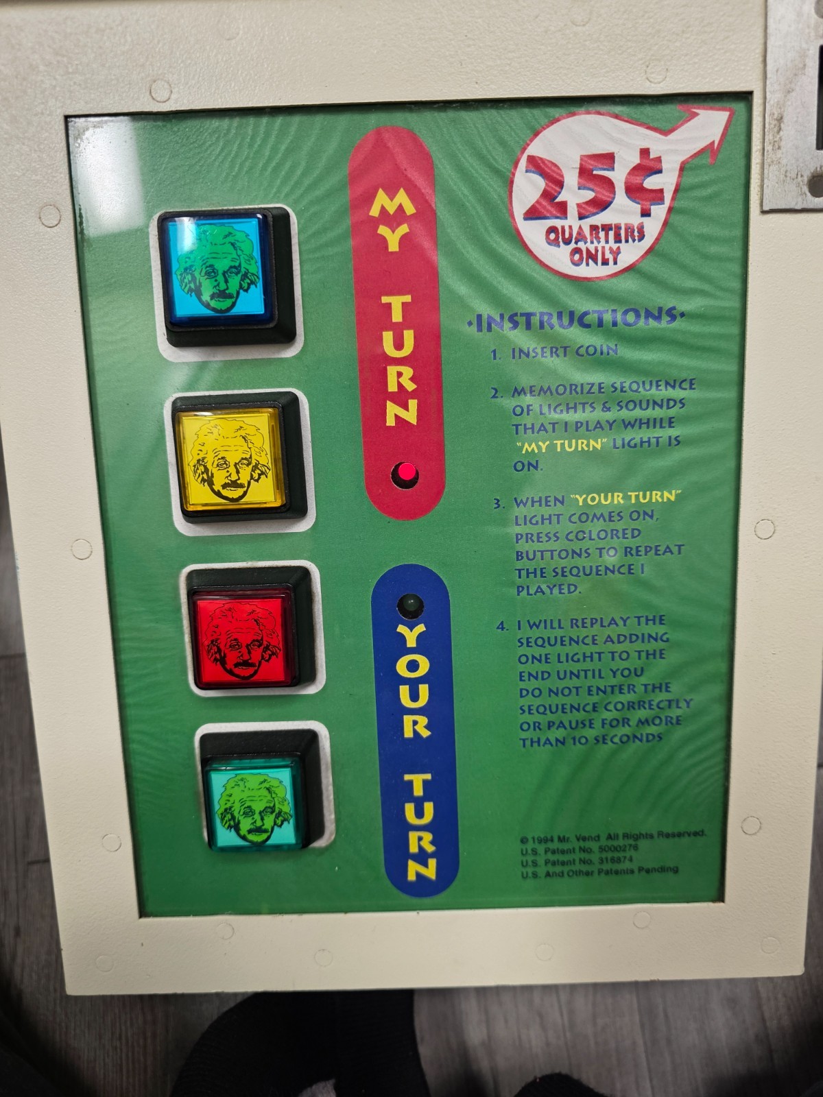 1994 Mr. Vend Einstein Brain Test Rare Vintage Arcade Machine 1994 Mr. Vend Einstein Brain Test Rare Vintage Arcade Machine