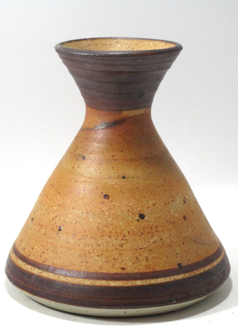 Vintage Brown Spatter Pottery Bud Vase 3.5\