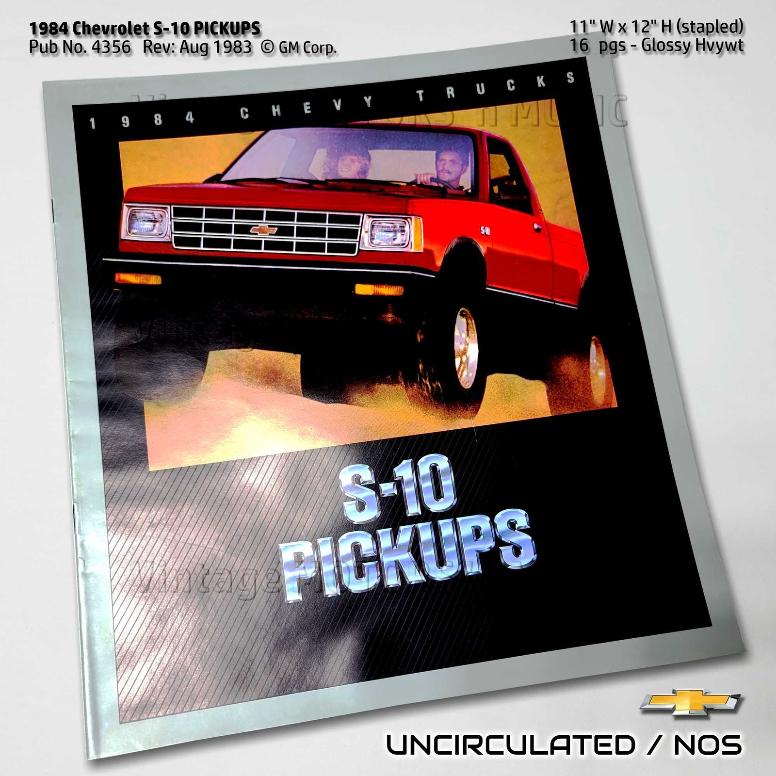 UNCIRCULATED 1984 Chevrolet S-10 Pickup 16 pg Color Brochure - #4356 Rev: 08-83