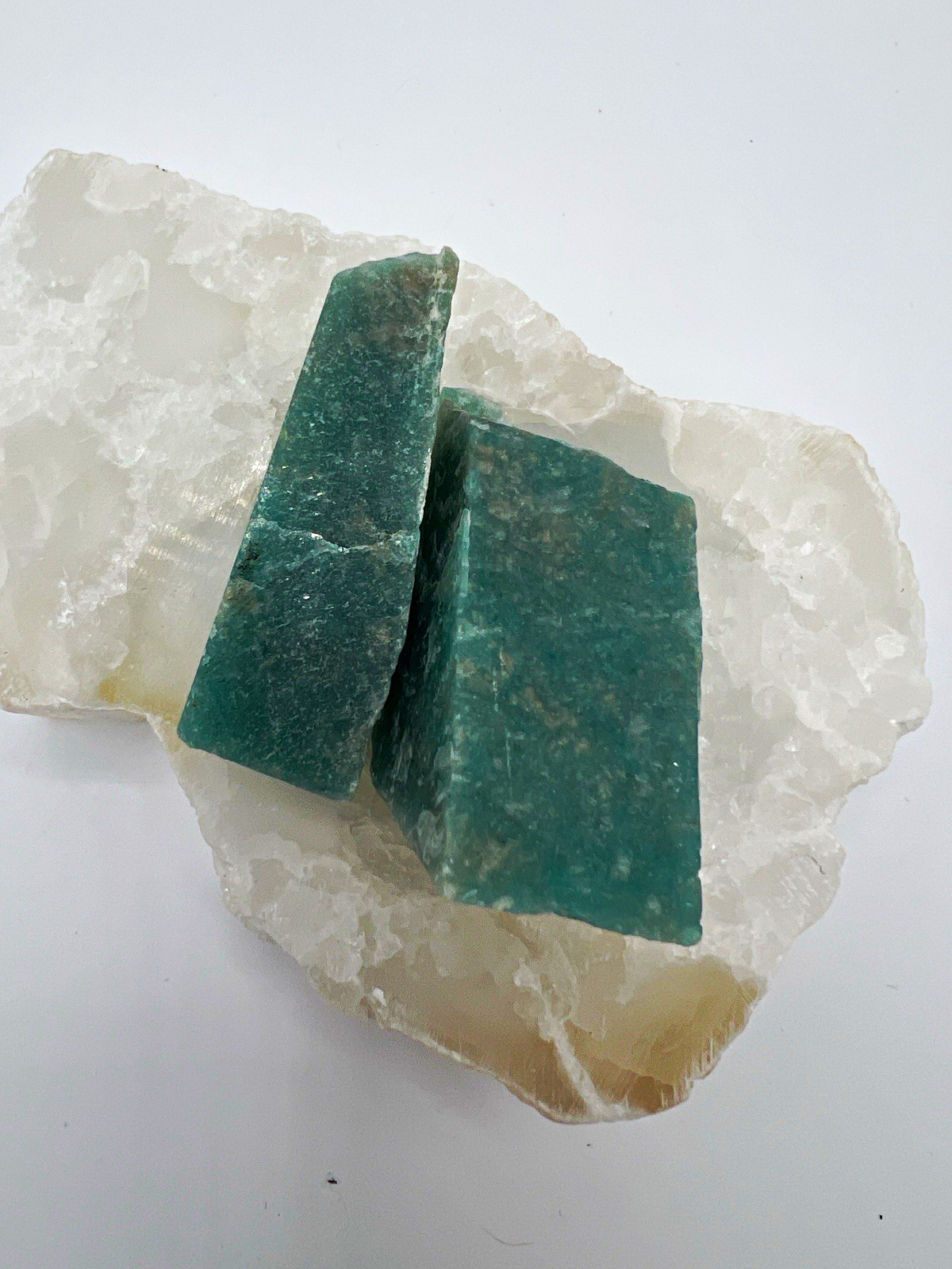 2pc Raw Amazonite Crystal Set Natural Rough Blue Green Feldspar Mineral Specimen