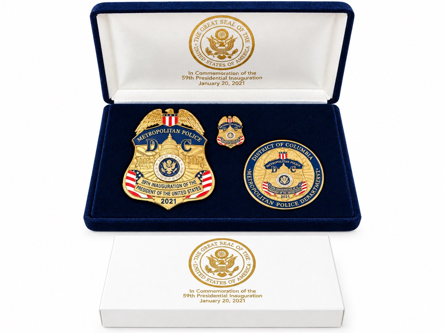 2021 Commemorative Inaugural Washington Collectible Badge, Coin & Pin. Biden 