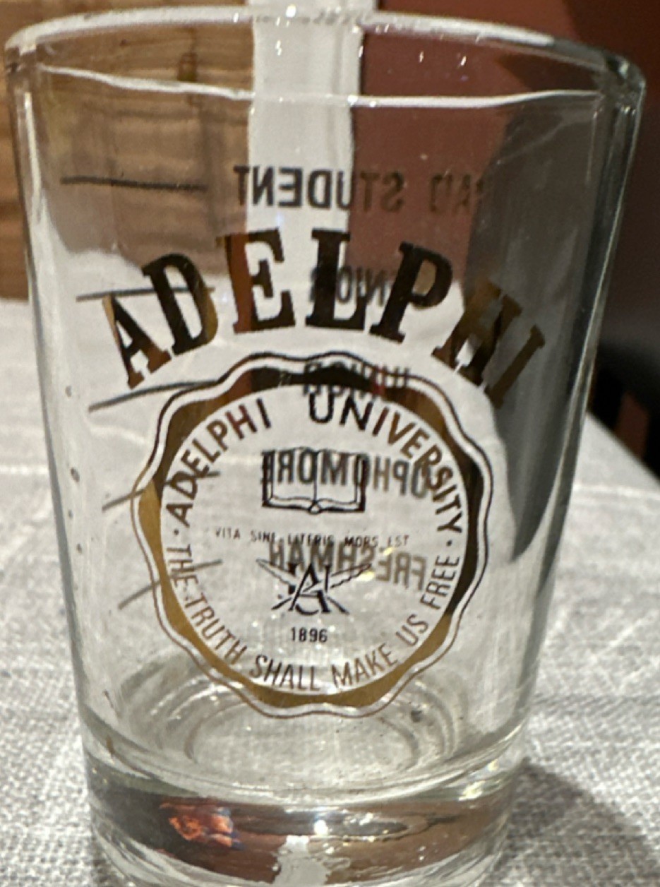 Adelphi University Student XL Shot Glass w/ Class Markings Freshman-Grad, 1896