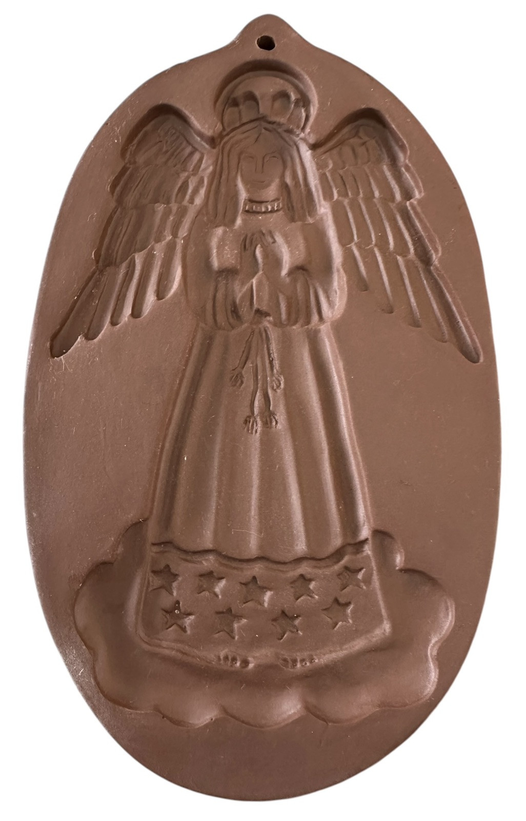 Stoneware Cookie Art Mold Praying Angel Vintage Hartstone USA