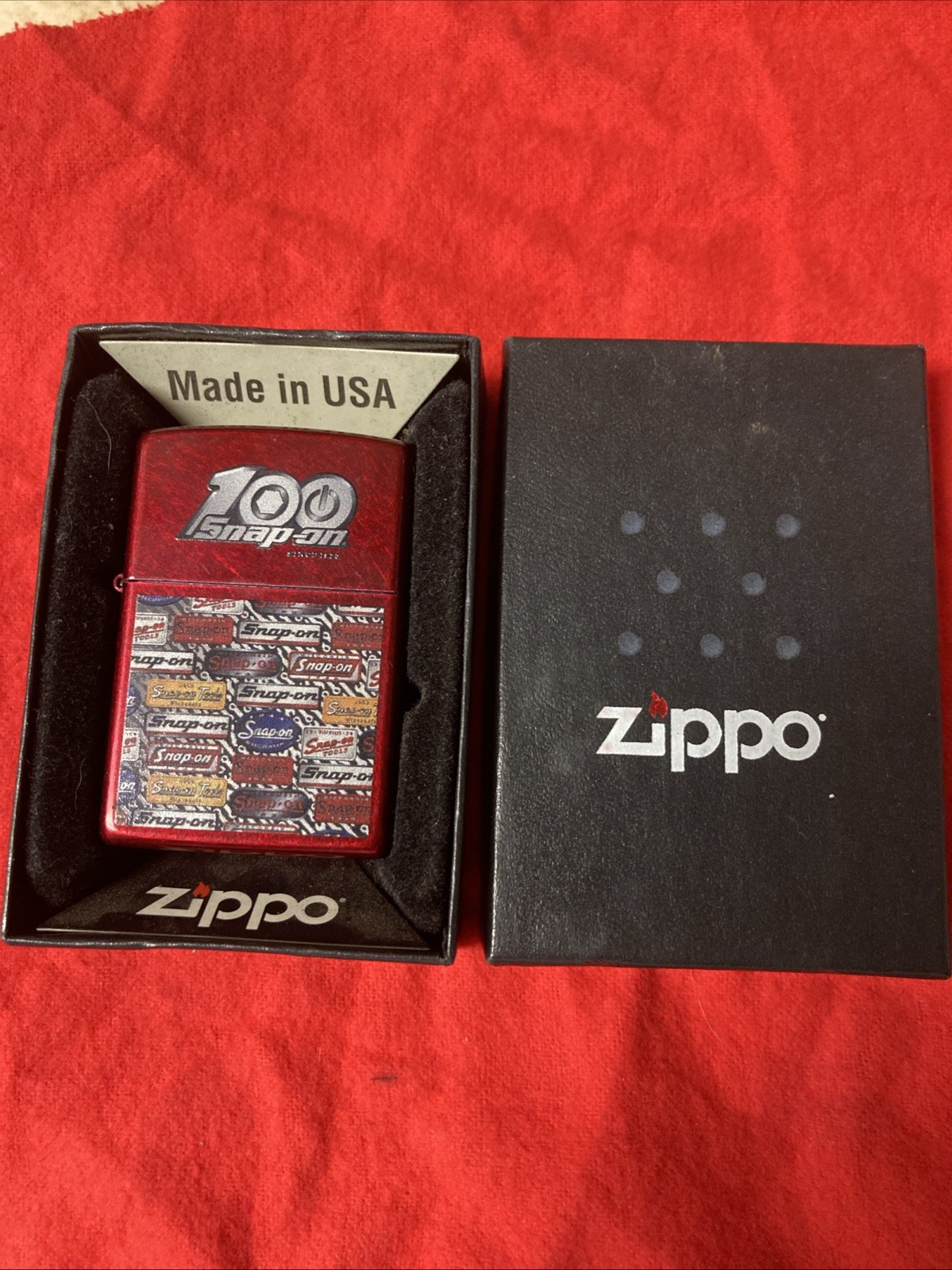 Rare Zippo Snap-On Tools Logo Pattern Oil Lighter with Box New Made In USA