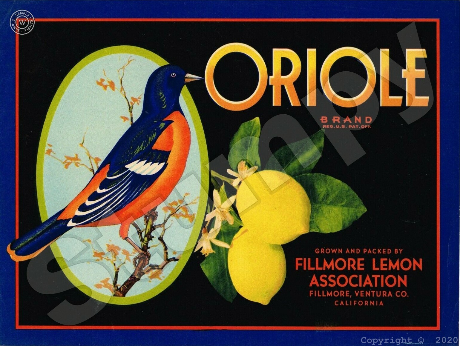 Oriole brand Lemon label Metal Sign 9\ Oriole brand Lemon label Metal Sign 9\