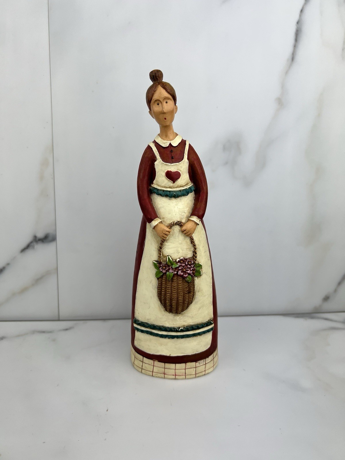 Vintage Susan Winget Lady In Dress 8” Figurine Farmhouse Country Folk Art