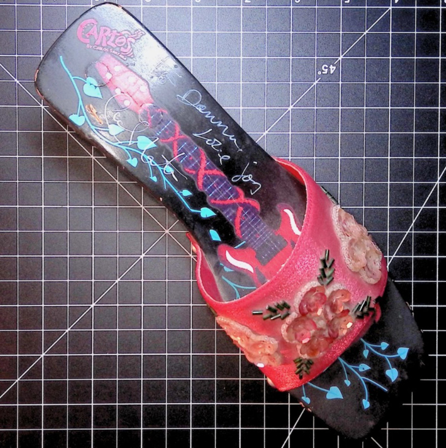 Signed Carlos by Carlos Santana Hand Painted Sample Shoe Heel JSA Autograph COA