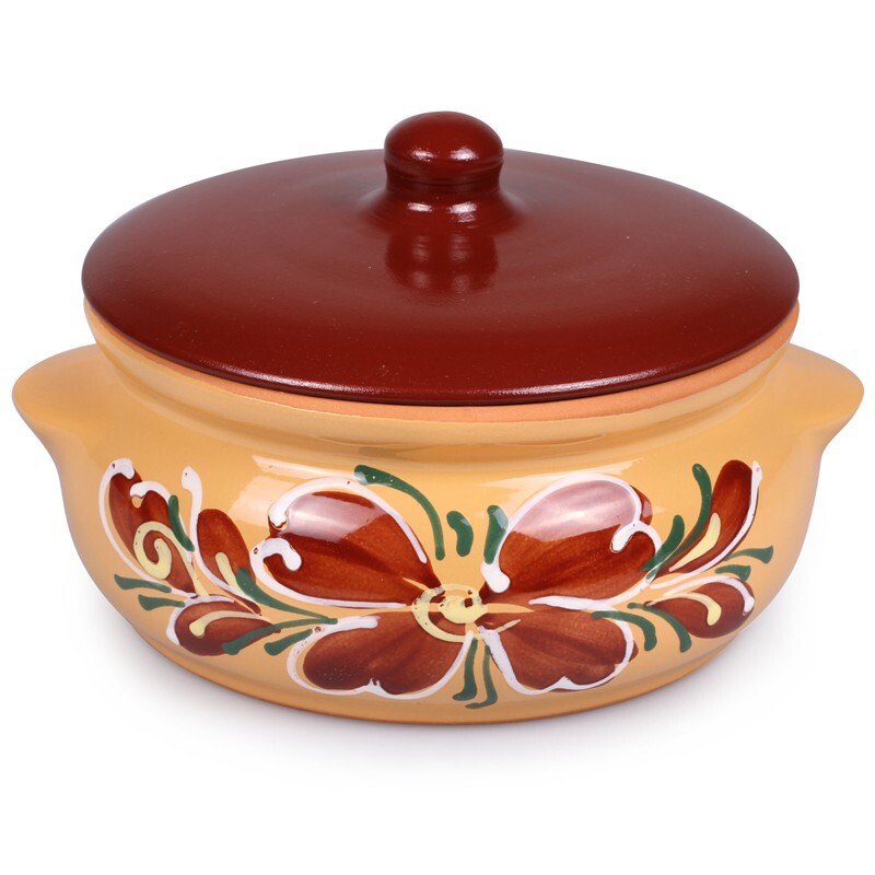 Brown Baking Stoneware Ramekin Clay Cooking Pot w/Lid 1-Serving Stewing Dish