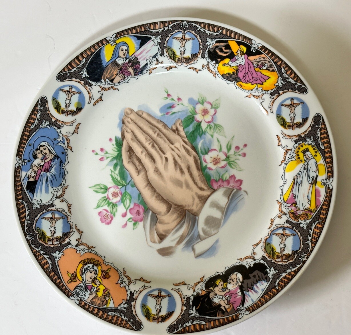 Vintage Artmark Praying Hands Porcelain Plate Mary Joseph Religious