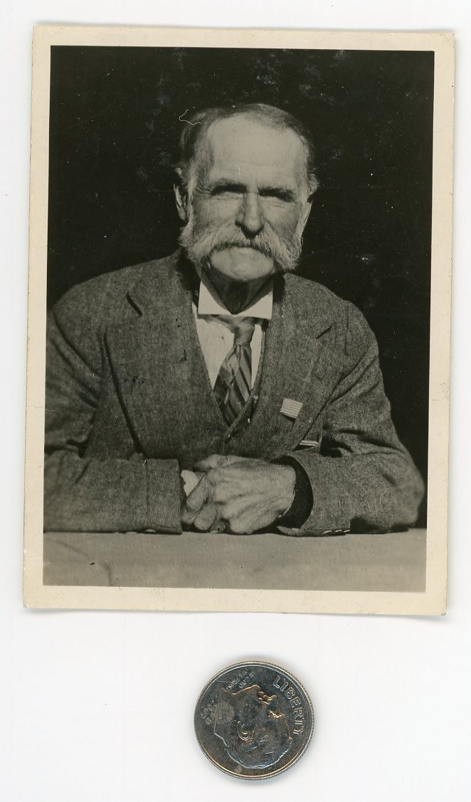 Vintage 1910\'s miniature photo portrait / OLD BEARDED MAN Mutton Chops JUDGE PEA