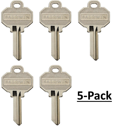 5/Pk - Brand New GENUINE BALDWIN Key Blanks ... 5-Pin C Key Way, Nickel-Silver