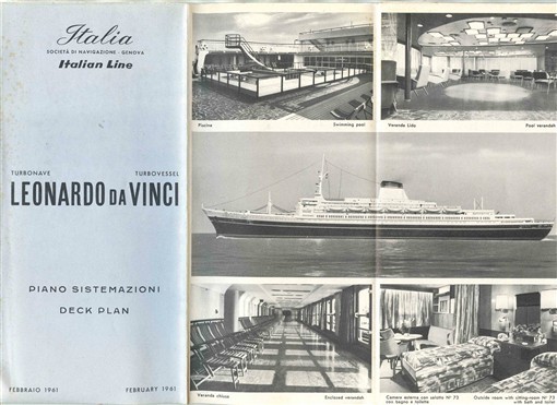Leonardo Da Vinci Deck Plan Italia Societa Di Navigazione Lines 1961