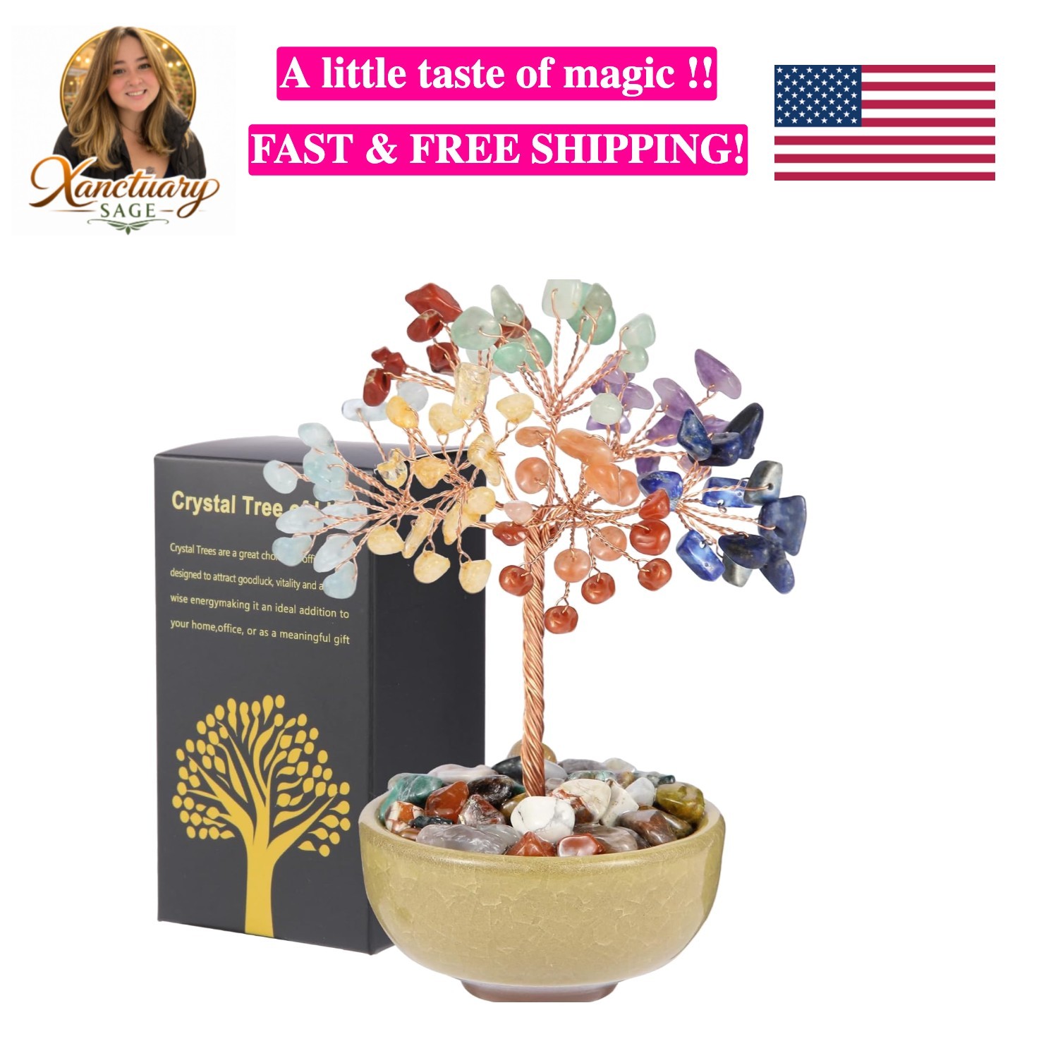 Elegant 5 Inch 7 Chakra Abundance Tree - Healing Decor for Home & Sacred Spaces