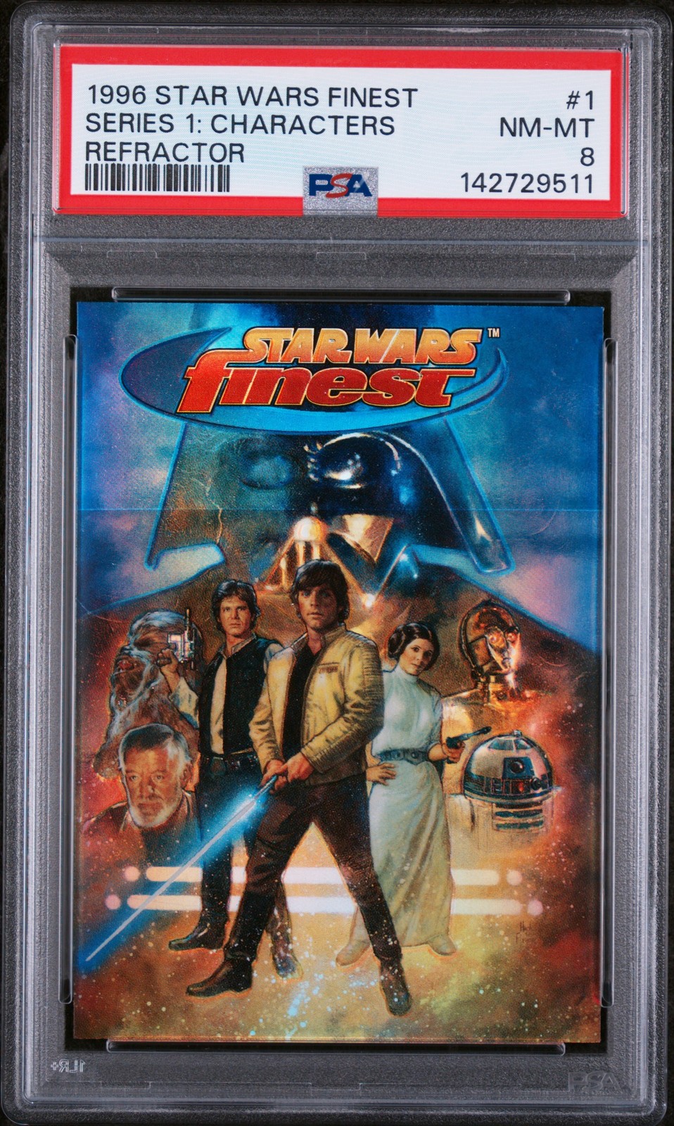 1996 STAR WARS FINEST REFRACTOR #1 SERIES ONE: CHARACTERS PSA 8