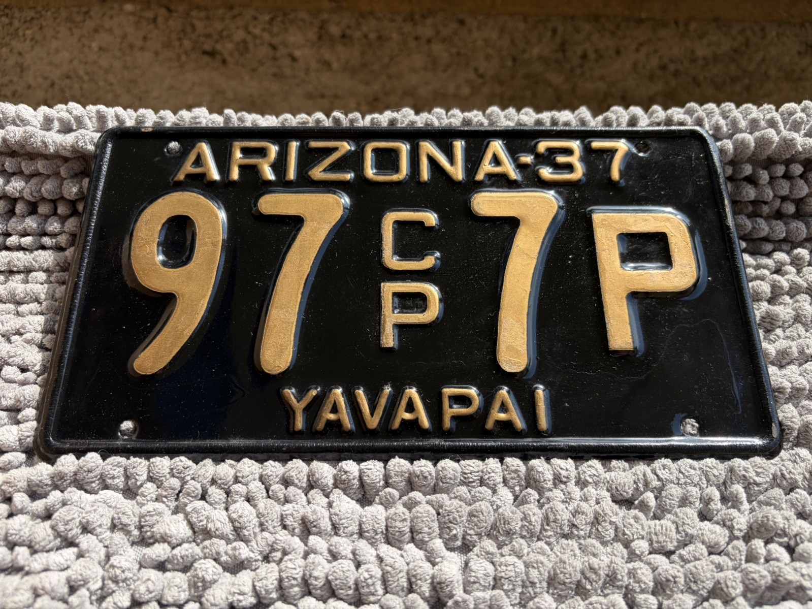 1937  ARIZONA   License Plate  * NICELY REPAINTED ** CP ** YAVAPAI  COUNTY