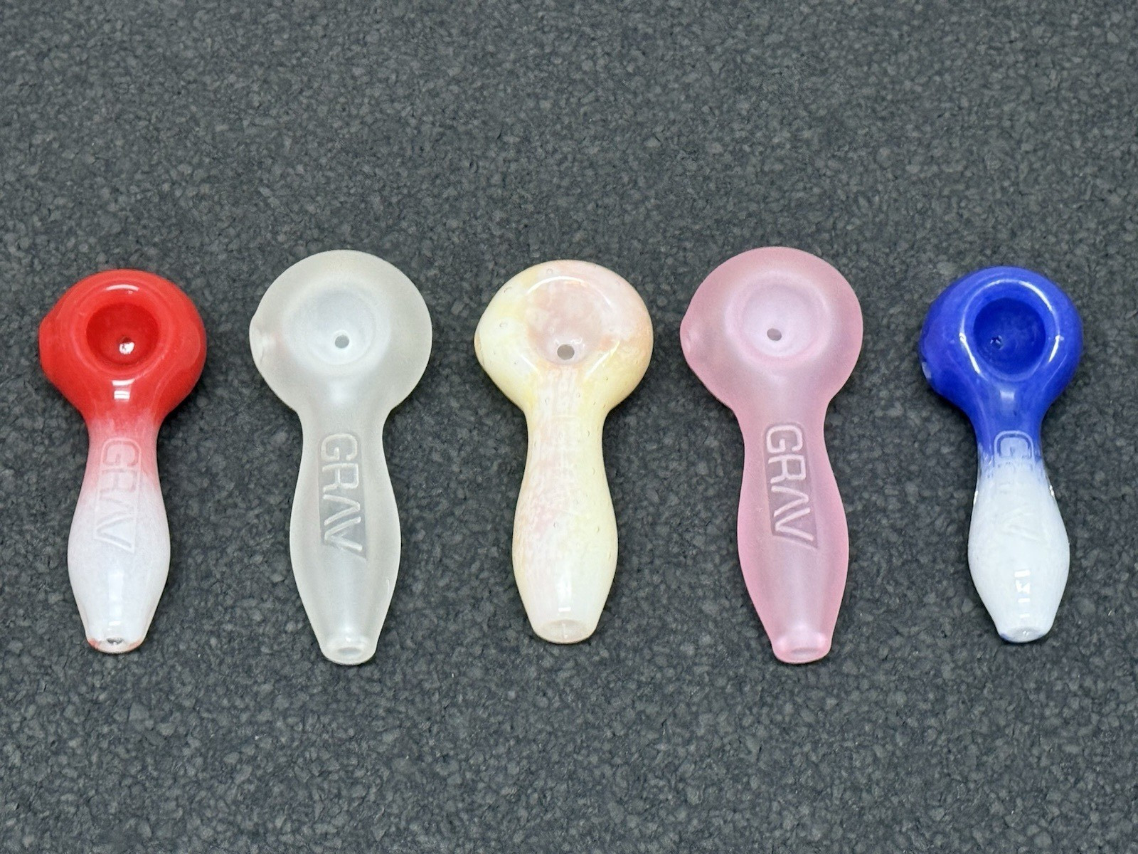 5x GRAV Hand-Blown Colorful Spoon Glass Pipes Wholesale Lot 5x GRAV Hand-Blown Colorful Spoon Glass Pipes Wholesale Lot