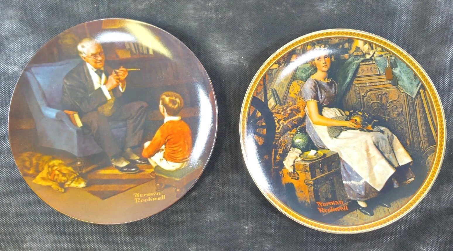 VTGE Set 2 Knowles Norman Rockwell Heritage Collection Collector Plates 8 1/2\