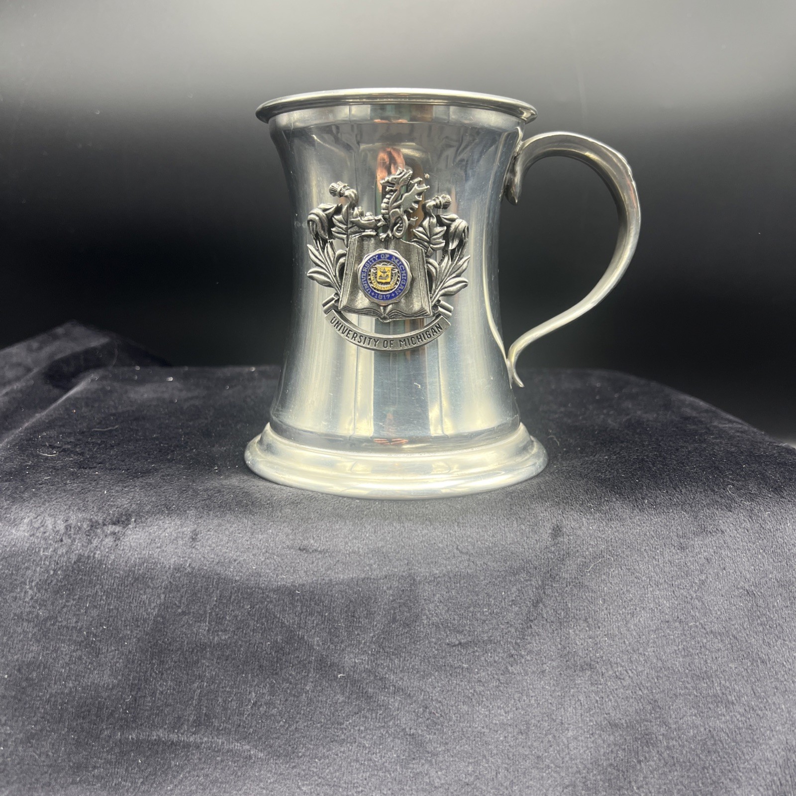 Vintage University Of Michigan Enlish Pewter Stein Cup Mug 5\